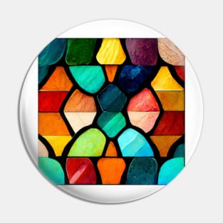 Abstract Colorful Stain Glass Mosaic Pin