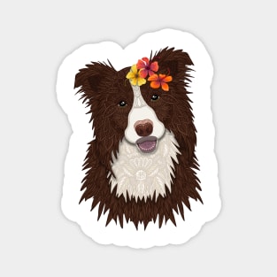 Tropical Brown Border Collie Girl Magnet