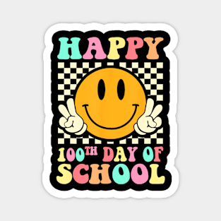 Hippie Smile Face Happy 100Th Day Of School Teacher Kids Magnet