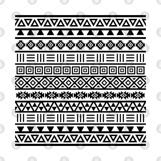 Aztec Influence Pattern BW by NataliePaskell