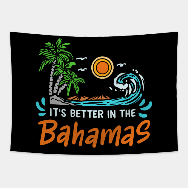 Bahamas Island Summer Vacation Tapestry by KAWAIITEE