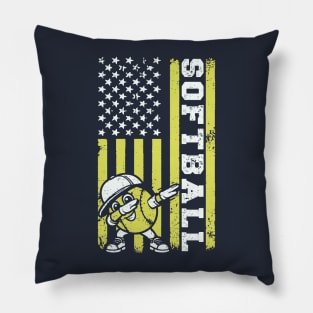 Softball American Flag Pillow