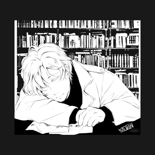 Banana Fish - Ash Sleeping in the Library by MykaAndSalmon