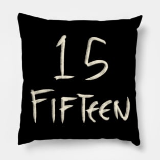 Hand Drawn Letter Number 15 Fifteen Pillow