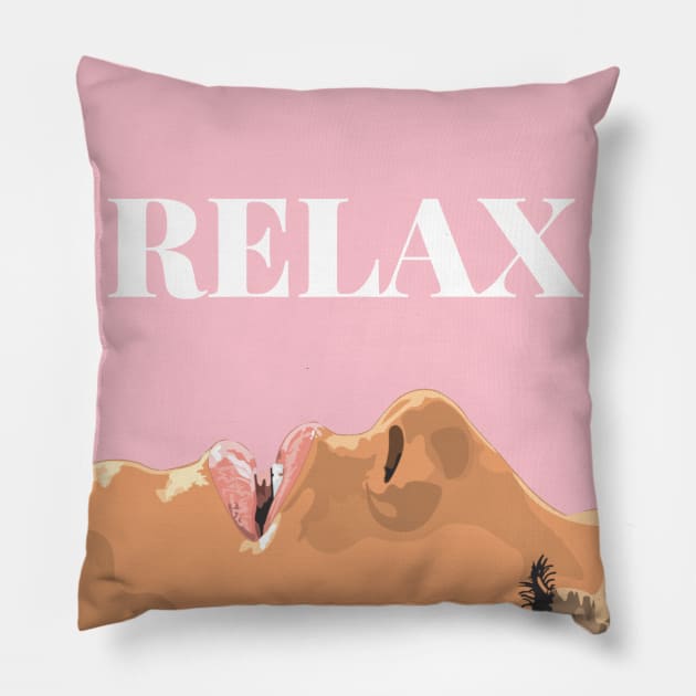 Relax Fashion Lying Woman Design T-Shirt Pillow by mpdesign