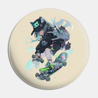 Skater Anime Girl Pin