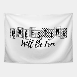 Palestine Will Be Free Palestinian Arabic Hatta Kufiya -blk Tapestry