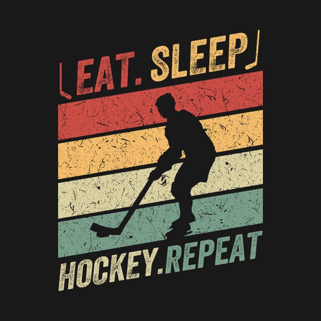 Eat Sleep Hockey Repeat Retro by baggageruptured