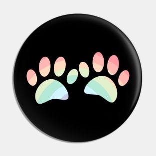 Pastel Color Rainbow Dog Paw Prints Pin