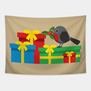 Cute Robin And The Four Colorful Gifts Tapestry