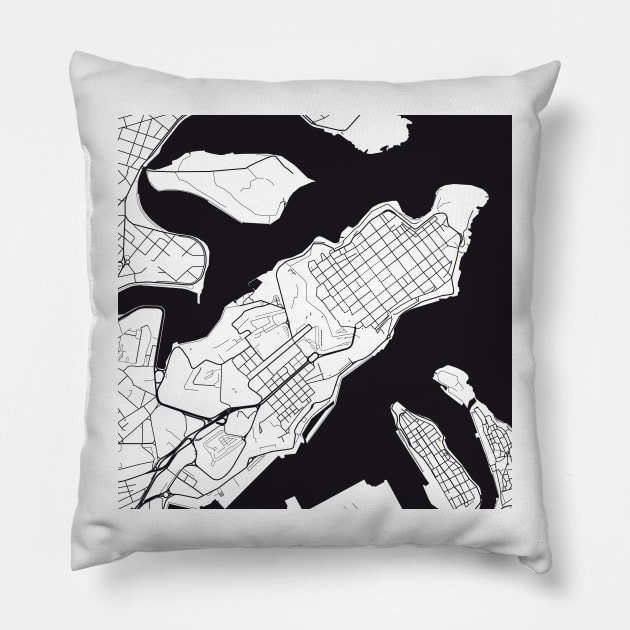 Valetta Map City Map Poster Black and White, USA Gift Printable, Modern Map Decor for Office Home Living Room, Map Art, Map Gifts Pillow by 44spaces