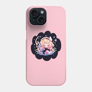 Adorable Anime Chibi Sagittarius Zodiac Sleeping Little Astro Girl Phone Case