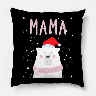 Womens Mama Bear Christmas Santa Hat Family Matching Pillow