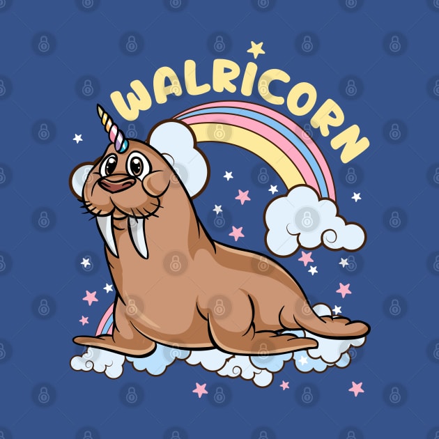 Walrus Unicorn Walricorn Magical Sea Animal by E