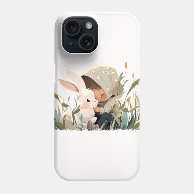 Cute Rabbit Bunny Animal Loving Cuddle Embrace Children Kid Tenderness Phone Case by Cubebox