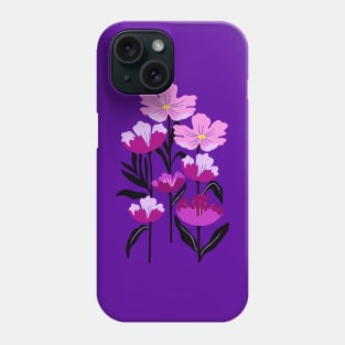 Bold purple tropical flowers Phone Case