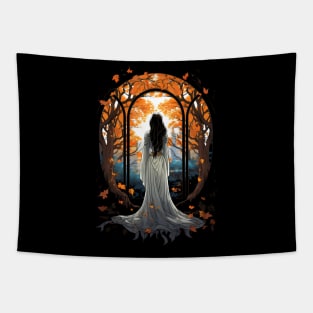 Elven Maiden in a Luscious Garden - Fantasy Tapestry