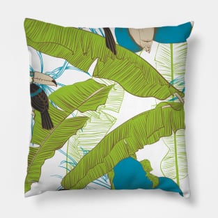 Seamless floral background with petunia toucan Pillow