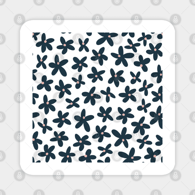 Blue flowers  pattern Magnet by maplejoyy