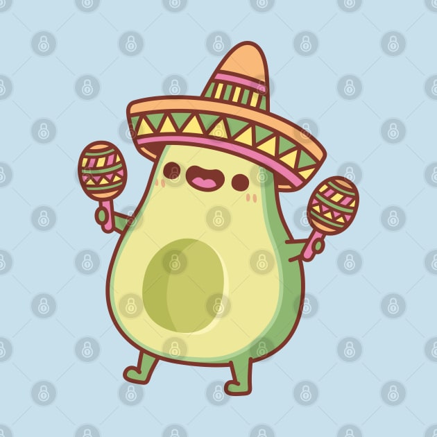 Cute Avocado With Sombrero Hat And Maracas by rustydoodle