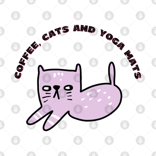 Coffee cats and yoga mats funny yoga and cat drawing by Red Yoga