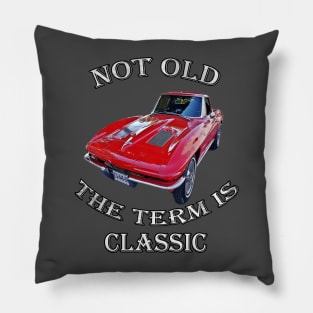 Birthday, Retirement Vintage Car 1963 Chevrolet Corvette, Funny Gift Designs, Cards, shirts, mugs, bedding, clocks, pillows & more Pillow