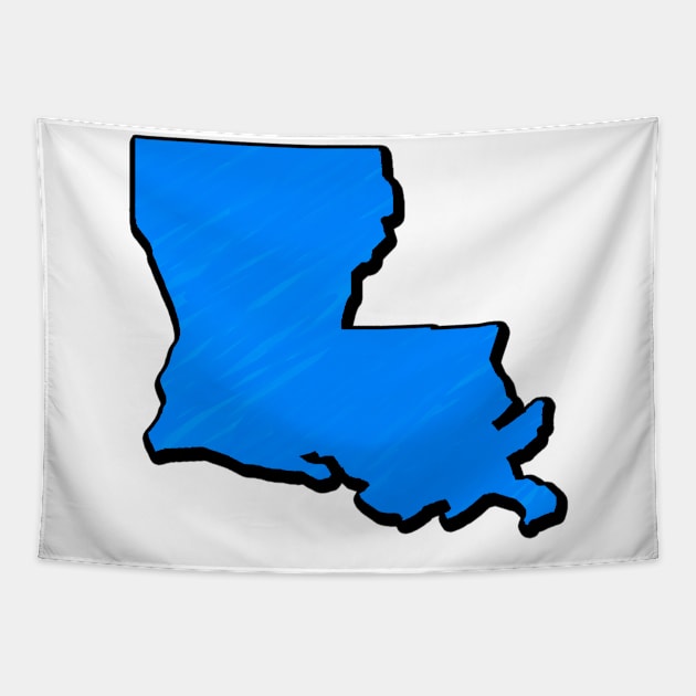 Bright Blue Louisiana Outline Tapestry by Mookle