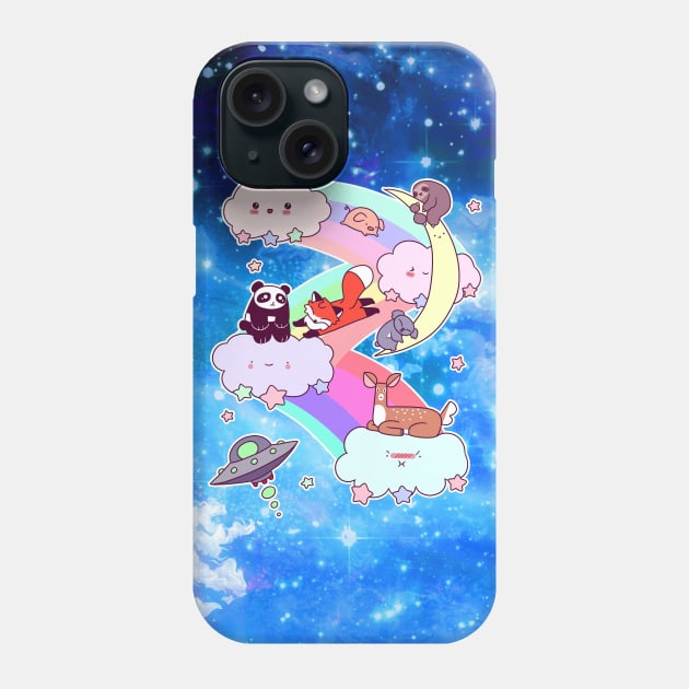 Rainbow Space Animals Blue Night Sky Phone Case by saradaboru