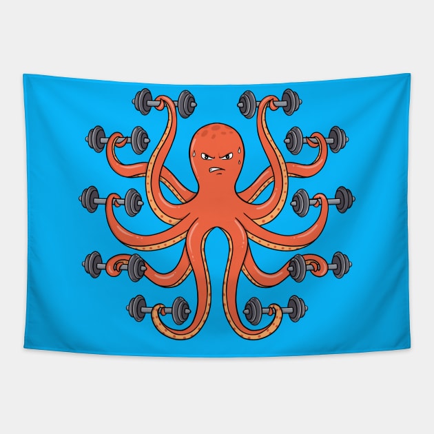 Gym funny Octopus Tapestry by coffeeman