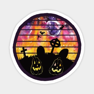 Ghoulish Graveyard Retro Sunset Magnet