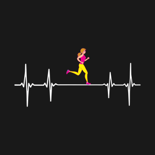 Cool Running Girls Heartbeat EKG gift T-Shirt