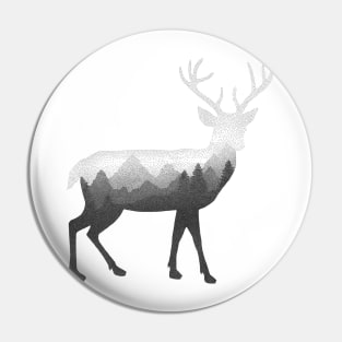 Dramabite Deer Stag Elk Double Exposure Surreal Wildlife Animal Pin