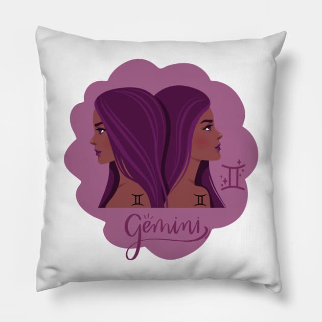 Gemini: Curiosity ignites, two minds in flight. Pillow by Heartfeltarts