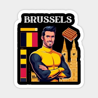 Brussels Grand Place Waffles Belgium Magnet