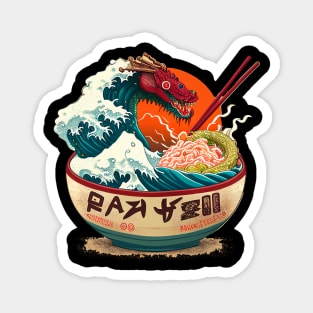 Ramen of Kanagawa monster dragon in sea front of sun Magnet