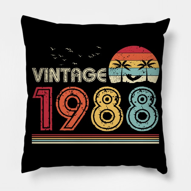 Vintage 1988 Limited Edition 33rd Birthday Gift 33 Years Old Pillow by Penda