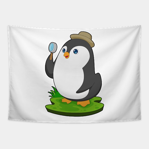 Penguin Detective Magnifying glass Tapestry by Markus Schnabel
