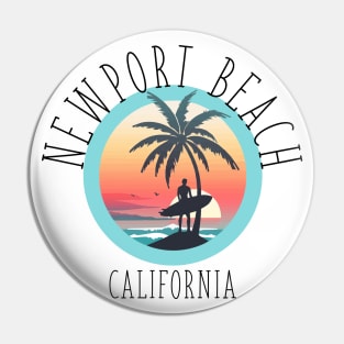 Newport Beach - California (with Black Lettering) Pin