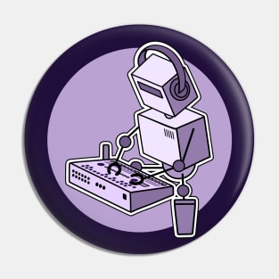 Robot Playing Drum Machine (pocket print size) Pin