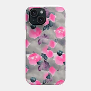 Pink and Grey Watercolor Floral Pattern Phone Case