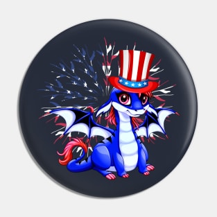 Cute Anime Dragon July 4th Independence Day Fireworks Baby Dragon Pin
