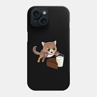 Norwegian Forest Cat excited to have Chocolate Cake with Milk Phone Case