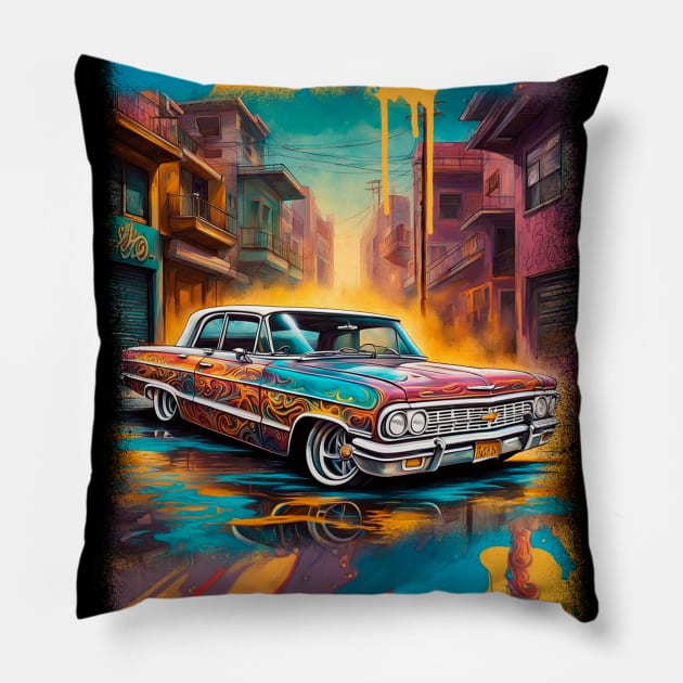 LOWRIDER CHEVY 1964 Pillow by Mad77store