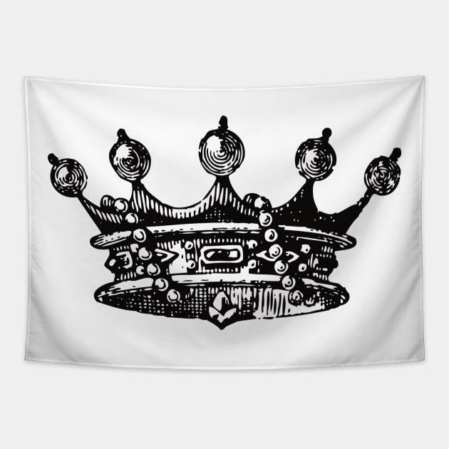 Royal Crown | Vintage Crown | Black and White | Tapestry by Eclectic At Heart
