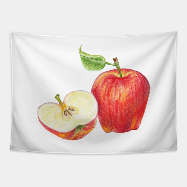 red apple, half red apple Tapestry by lisenok