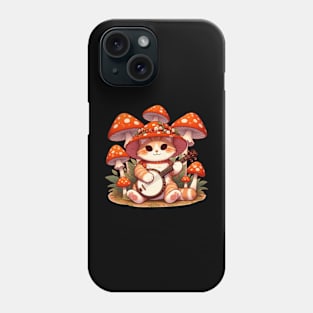 Cute Cottagecore Aesthetic Cat Playing Banjo Mushroom Phone Case