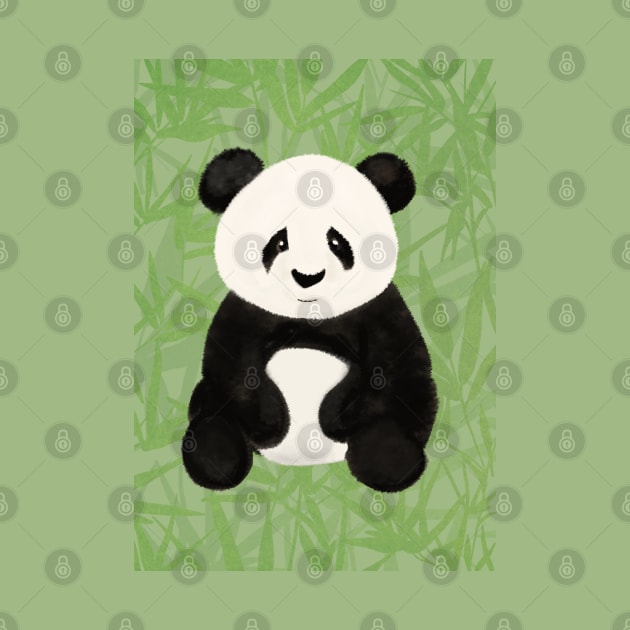 Panda Bear with a Green Bamboo Background by NattyDesigns