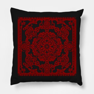 Red Snowflake Aesthetic - Bohemian Paisley Pillow