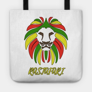 Reggae Rastafari lion with small text Tote