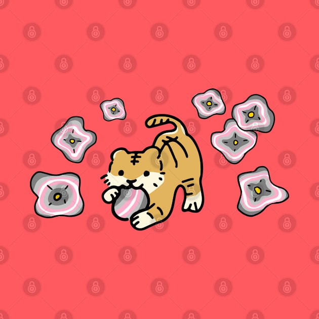 Tiger Pride Flag (Demigirl) with Cute Flower on Demigirl Flag by Mochabonk